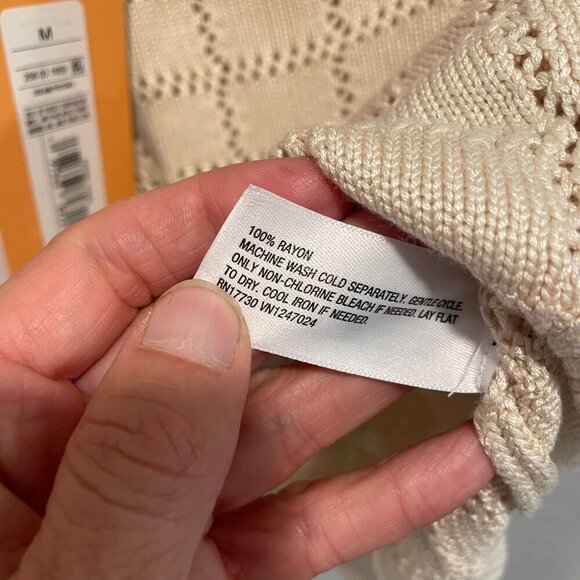 Future Collective Cream Pointelle Knit One Sleeve Sweater M NWT - Picture 6 of 7